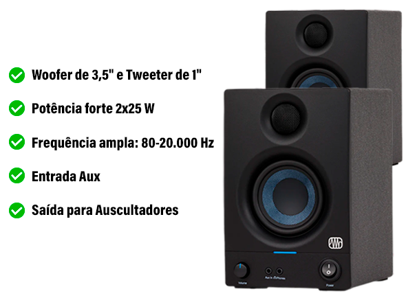 Presonus Eris 3.5 2nd Gen Monitor de Studio 2x 25W Presonus Eris 3.5 2nd Gen Monitor de Studio 2x 25W